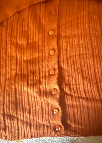 Düğmeli Kadın Keten Triko, Tekne Yaka, Uzun Kollu - Görsel 3