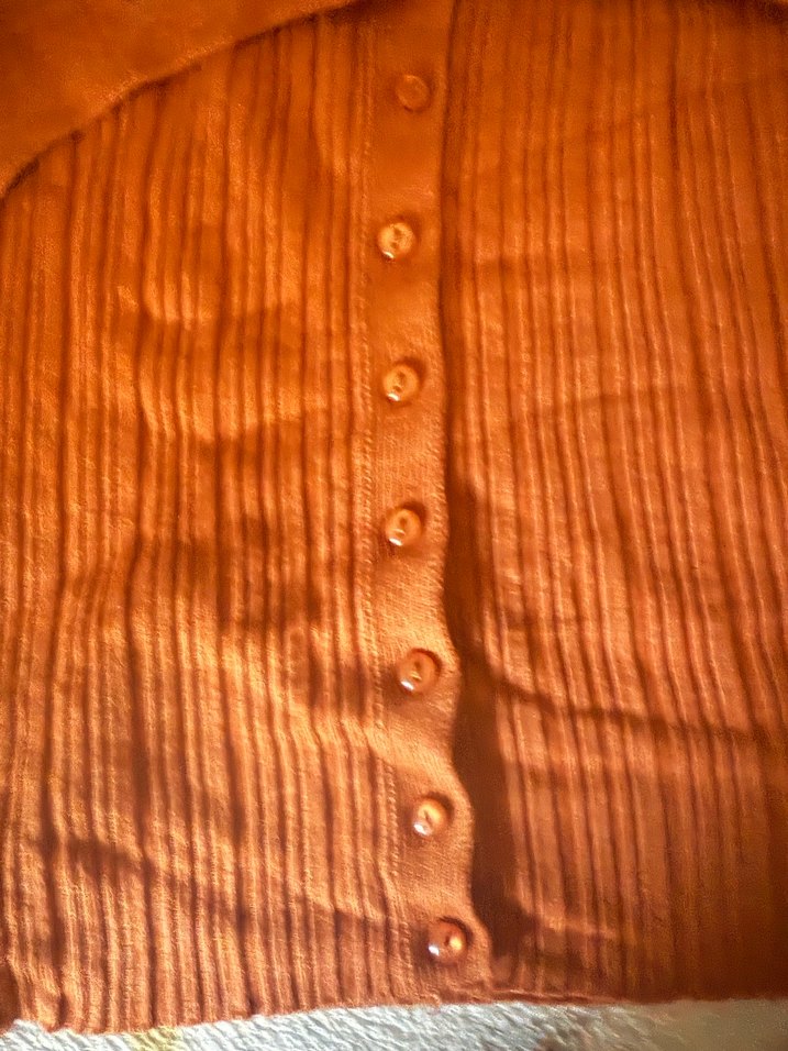 Düğmeli Kadın Keten Triko, Tekne Yaka, Uzun Kollu - Görsel 3