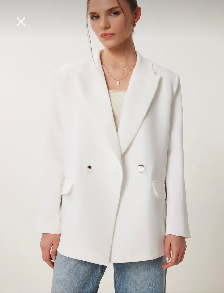 Düğmeli kemik Kadın Blazer - Görsel 2