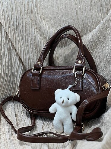 Beden Minik Boy Charm Detaylı Kadın Kahve Çanta