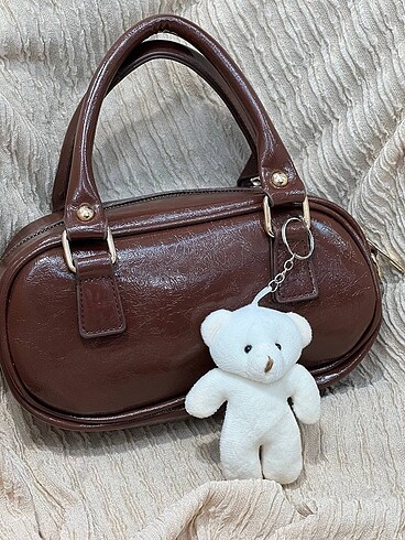 Beden kahverengi Renk Minik Boy Charm Detaylı Kadın Kahve Çanta