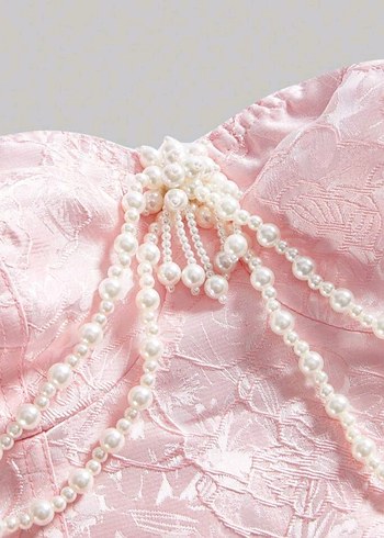 s Beden Shein Dantel İşlemeli Pembe Straplez Korse