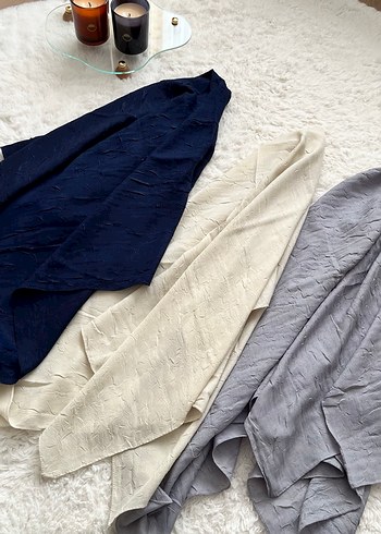 Lacivert Bambu Kraş Eşarp-Yumuşak Dokulu - Görsel 5