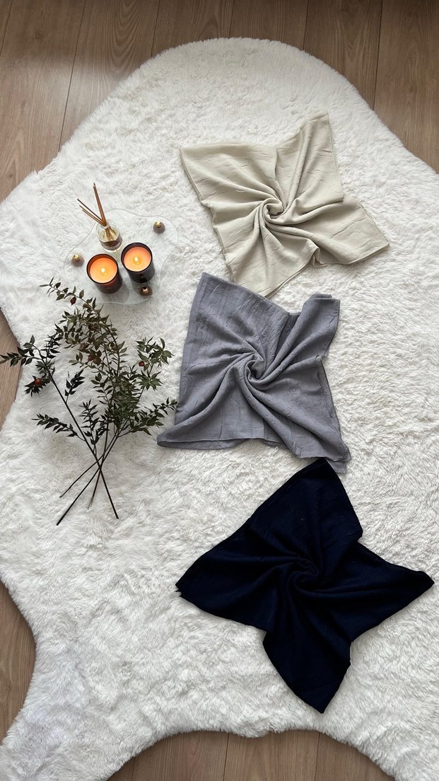 Lacivert Bambu Kraş Eşarp-Yumuşak Dokulu - Görsel 3