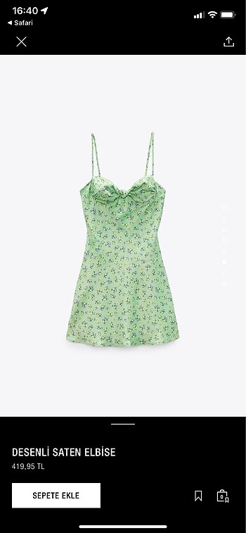 xs Beden yeşil Renk Zara çiçekli elbise SATILDI SATILDI