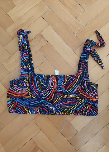 Uzun Bağlamalı Renkli Bohem Bikini ust