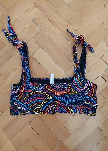 38 Beden Uzun Bağlamalı Renkli Bohem Bikini ust