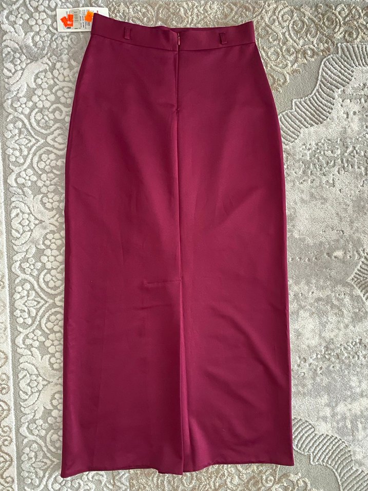 Mürdüm Uzun Drapeli Kadın kalem etek - Görsel 2