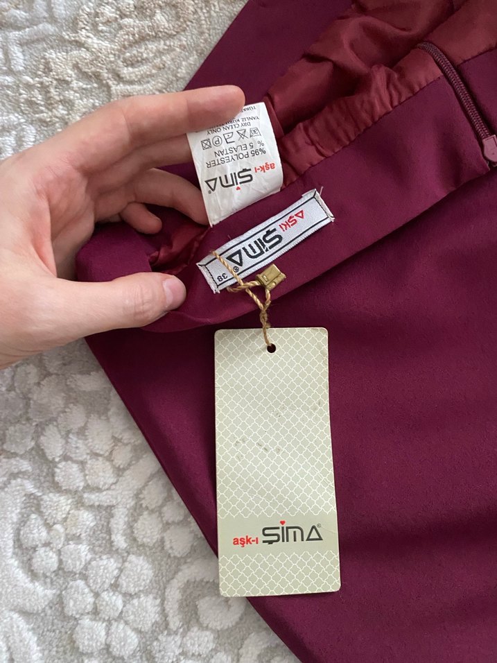 Mürdüm Uzun Drapeli Kadın kalem etek - Görsel 4