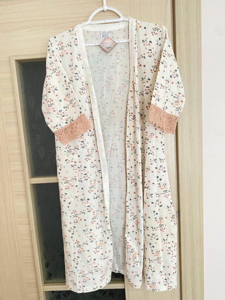 Uzun Kollu Pamuklu Bohem Kadın sabahlık - Görsel 3