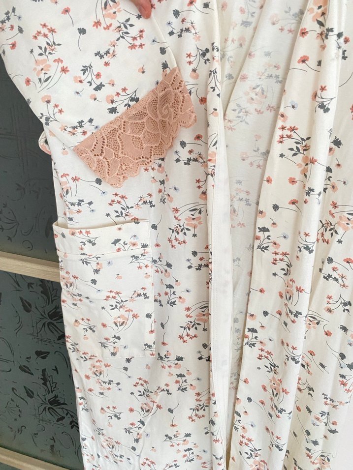 Uzun Kollu Pamuklu Bohem Kadın sabahlık - Görsel 4