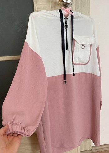 Pembe Uzun Kollu Rahat Kesim Tunik - Görsel 2