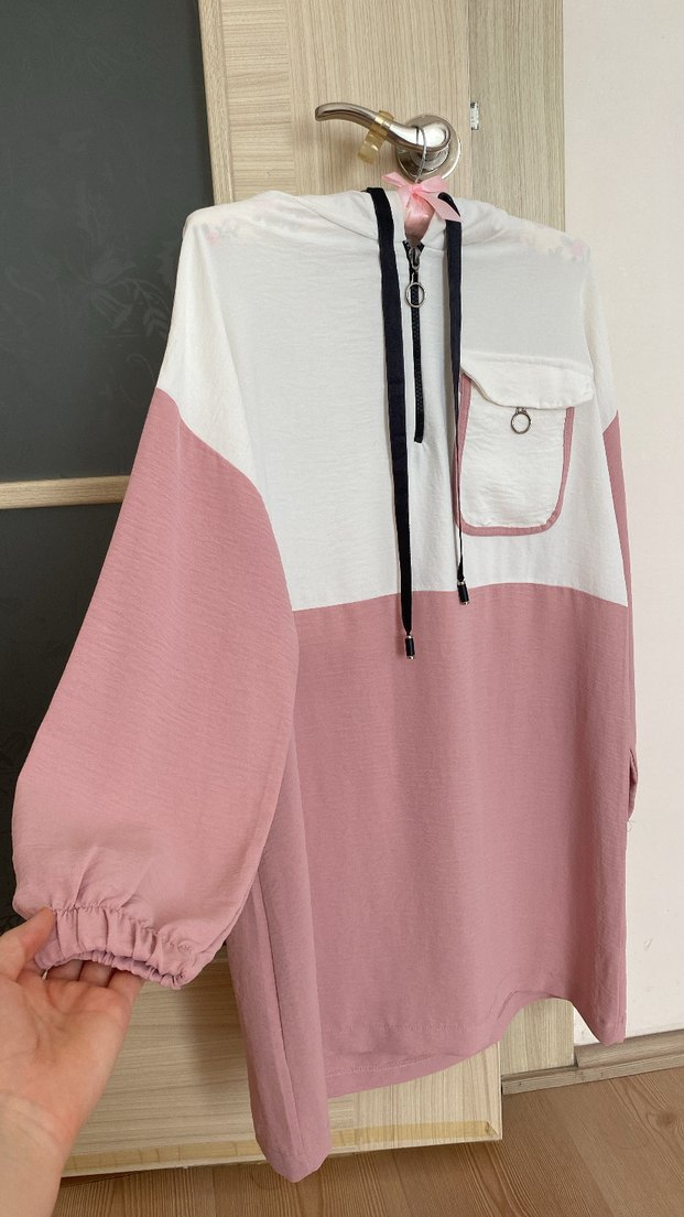 Pembe Uzun Kollu Rahat Kesim Tunik - Görsel 2