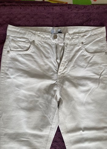 Beyaz Kadın Kot Pantolon - Görsel 2