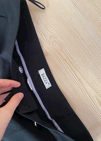 Kadın Siyah bol paça Kumaş Pantolon - Görsel 3