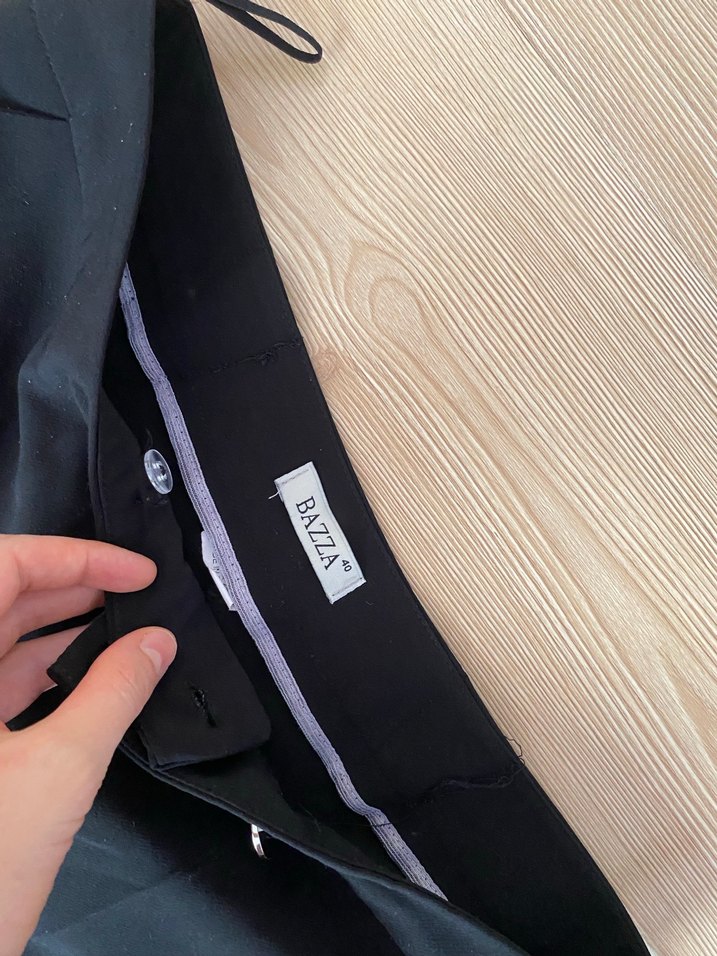 Kadın Siyah bol paça Kumaş Pantolon - Görsel 3