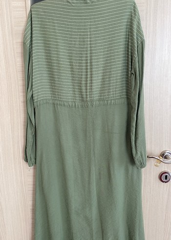 Kadın Haki Uzun Keten tunik - Görsel 3