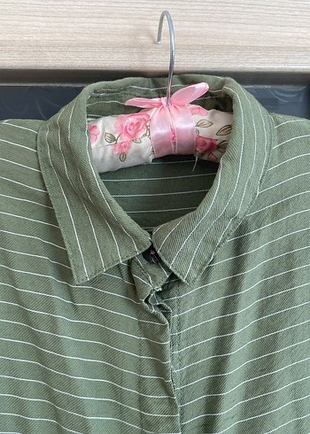 Kadın Haki Uzun Keten tunik - Görsel 2