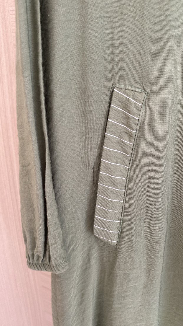 Kadın Haki Uzun Keten tunik - Görsel 4