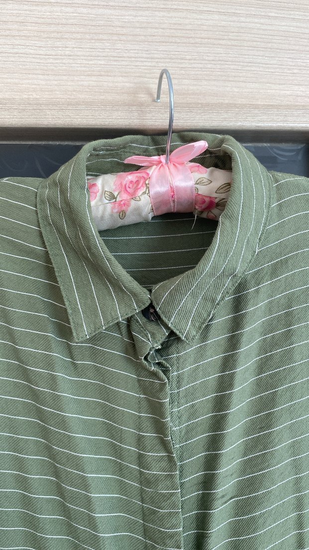 Kadın Haki Uzun Keten tunik - Görsel 2