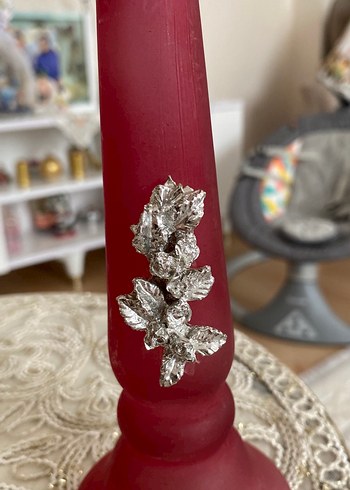 Bordo Parlak Mumluk Gümüş Süslemeli - Görsel 2