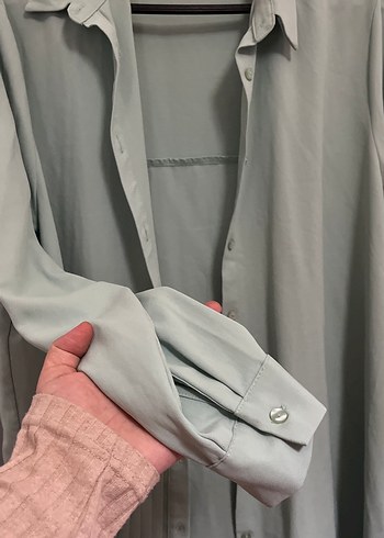 xl Beden haki Renk Uzun Kollu, Pilili, Salaş Kesim Keten Gömlek