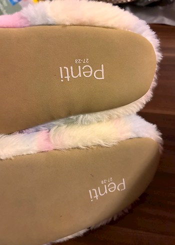 27 Beden Penti Kızlar için Pastel Renkli Peluş Unicorn Terlik