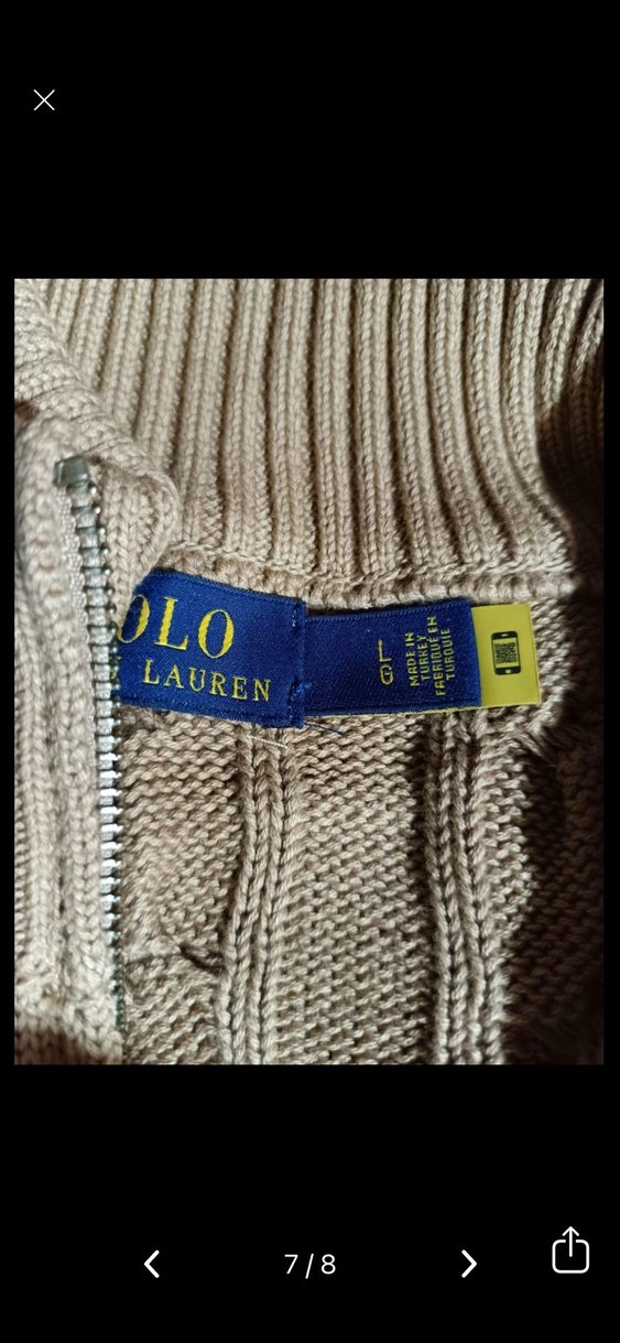 Orjinal Polo Ralph Lauren Örgülü Kahverengi Yarım Fermuarlı Kaz - Görsel 4