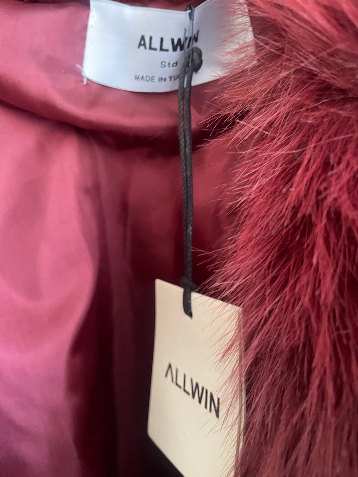 Bordo Uzun Kadın Suni Kürk Kaban - Görsel 3