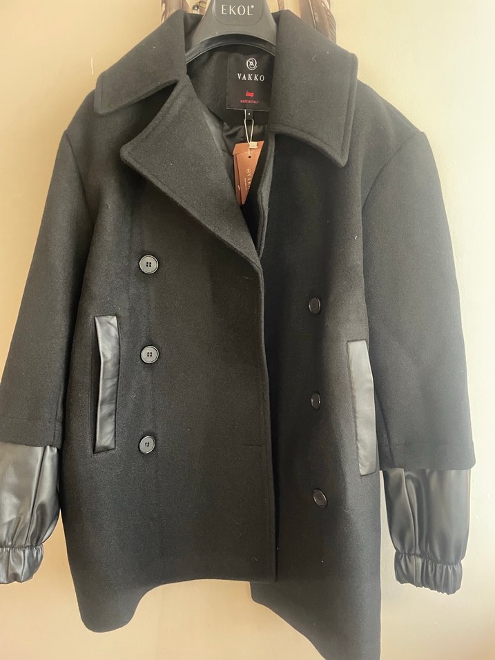 Orijinal Vakko Siyah Çift Düğmeli Kaban - Görsel 3