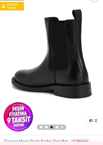 George Hogg Siyah Kadın Deri Bot, Kalın Topuklu, Minimalist - Görsel 8