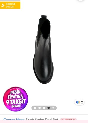 George Hogg Siyah Kadın Deri Bot, Kalın Topuklu, Minimalist - Görsel 9