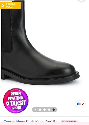 George Hogg Siyah Kadın Deri Bot, Kalın Topuklu, Minimalist - Görsel 11