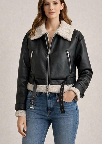 Orjinal Zara  Deri Biker Ceket - Görsel 2