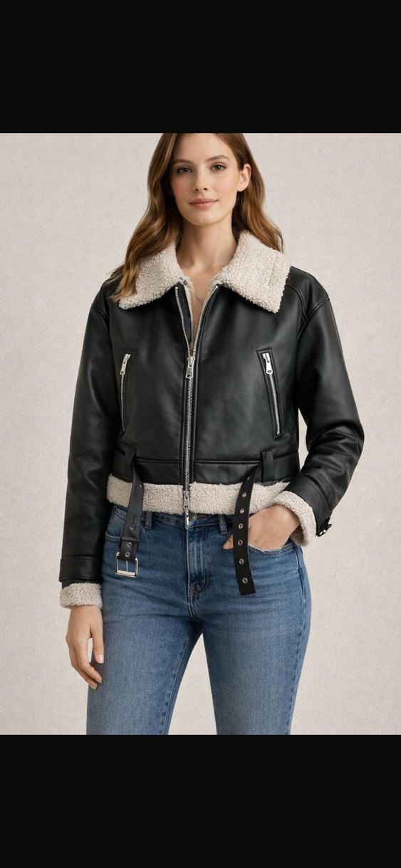 Orjinal Zara  Deri Biker Ceket - Görsel 2