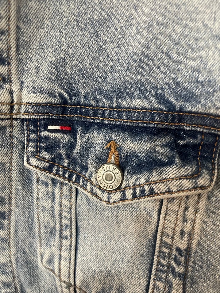 Orjinal Tommy Düğmeli Mavi Denim Ceket S - Görsel 5