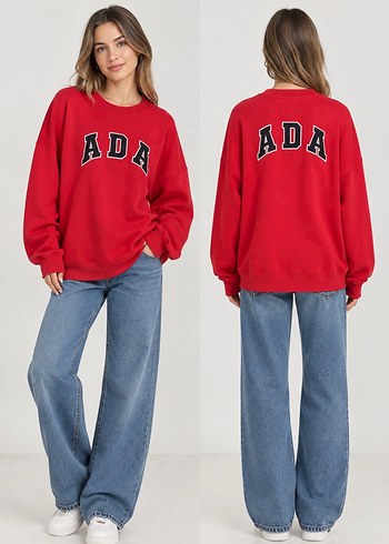 Adidas Orjinal Adanola Kirmizi Oversize Sweat