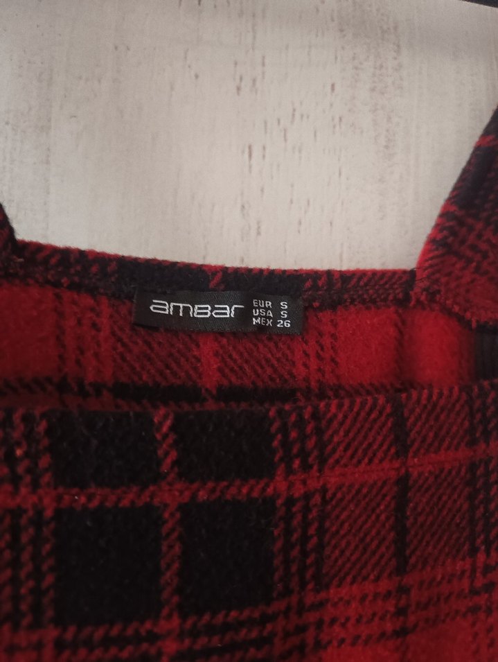 Kırmızı Ekose Goth Salopet - Görsel 3