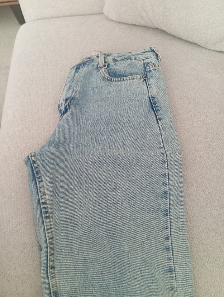 Payet Detaylı Mavi  Midi Kot Pantolon - Görsel 2