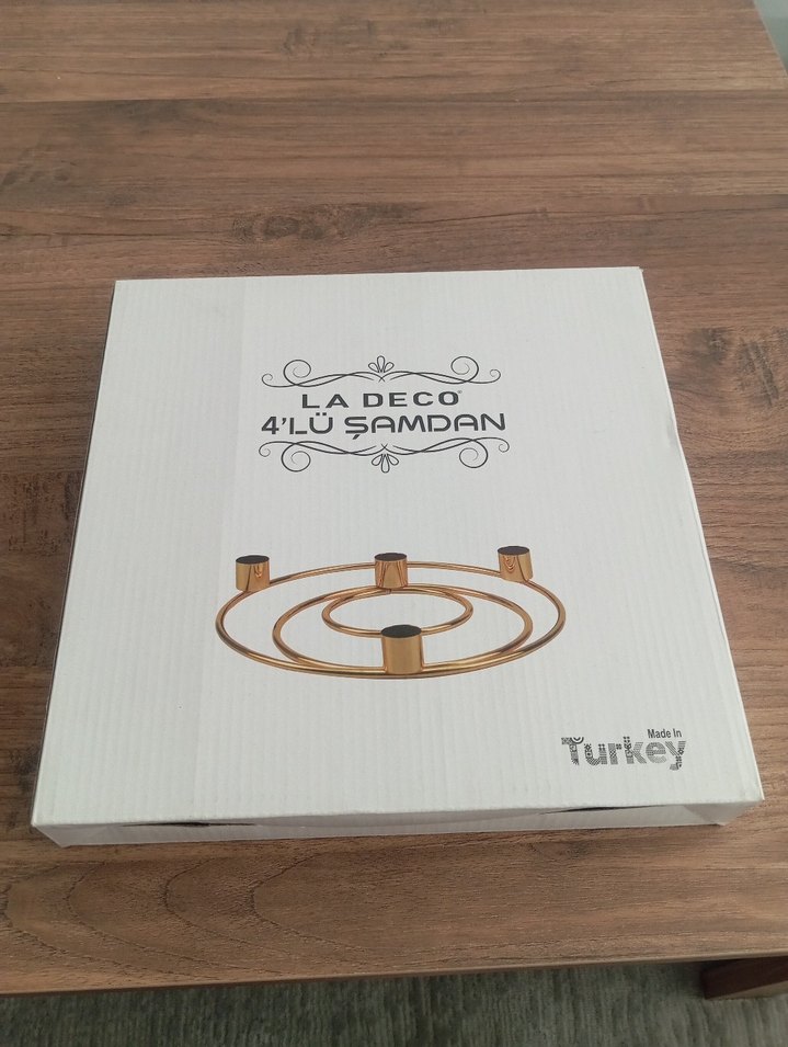 Altın Renkli Metal Mumluk Seti - Görsel 2