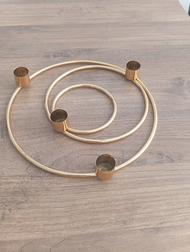 Altın Renkli Metal Mumluk Seti - Görsel 3