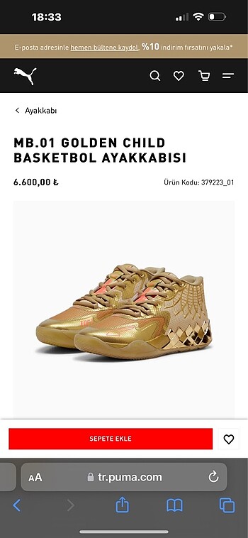 Lamelo gold edition ayakkabı