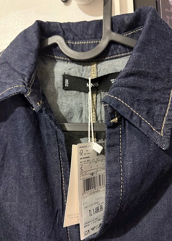 Mango Kadın Lacivert Kolsuz Denim Ceket