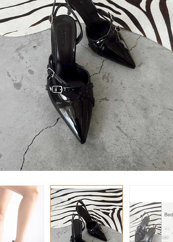 Siyah Rugan Toka Detaylı Stiletto
