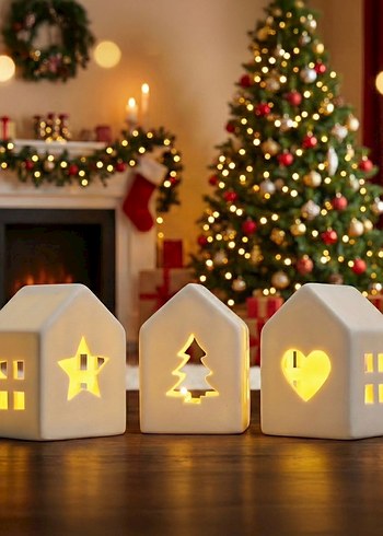 Ledli ışıklı yeni yıl evleri - Görsel 2