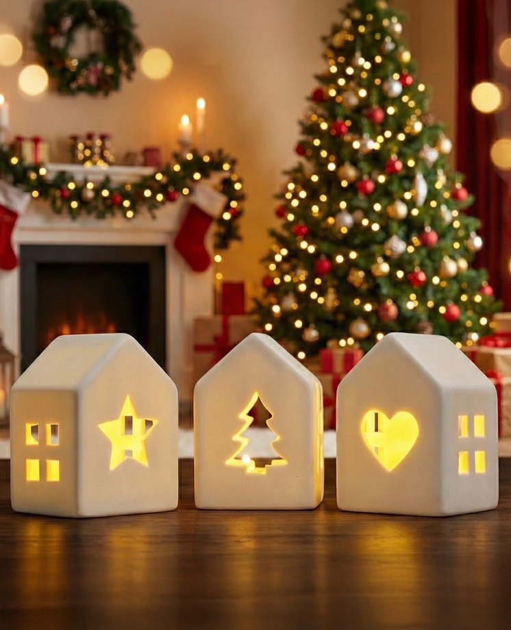 Ledli ışıklı yeni yıl evleri - Görsel 2