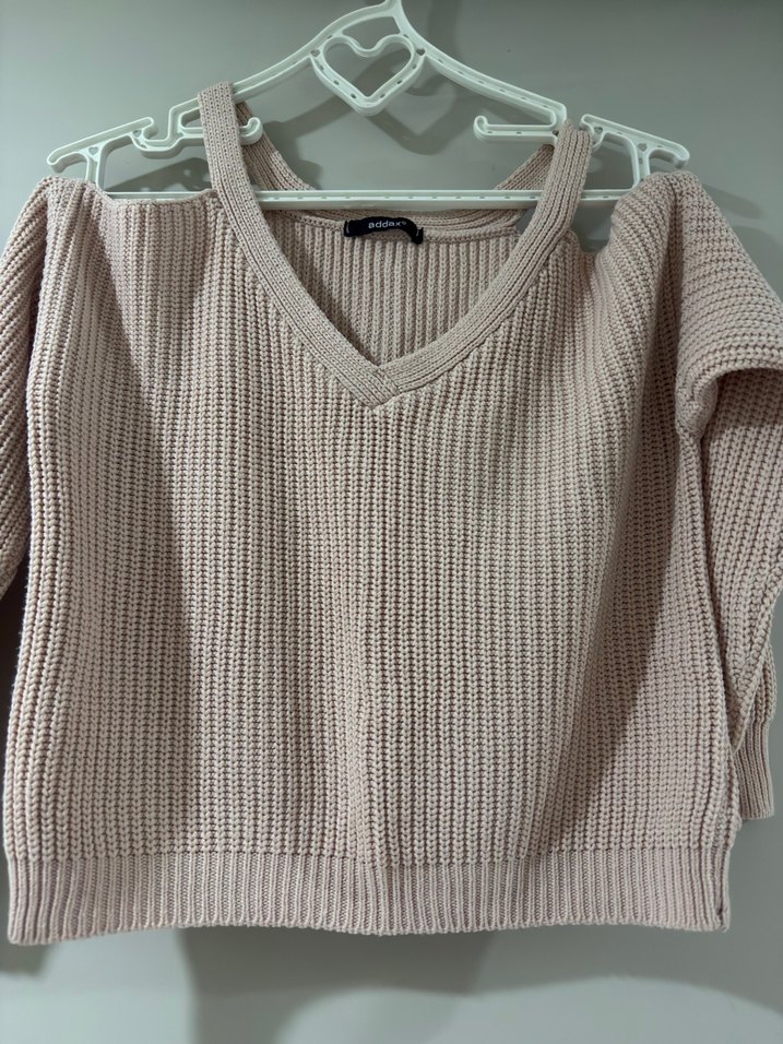 Pembe V Yaka Kadın Kazak - Görsel 2