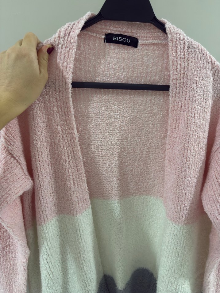 Pastel Renkli Örgü Kadın Hırka - Görsel 3