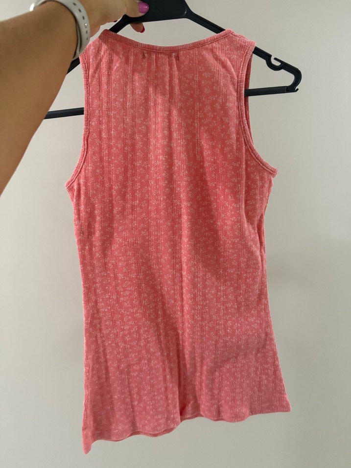 Düğmeli V Yakalı Pembe Kadın Atlet - Görsel 4