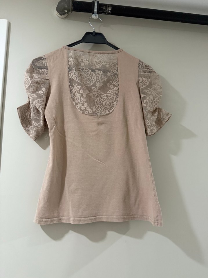 Bej Dantel Detaylı  Kadın Bluz - Görsel 5